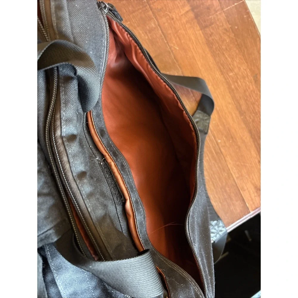 LL Bean Black Canvas‎ Messenger Laptop Shoulder Strap Handle Bag 294131